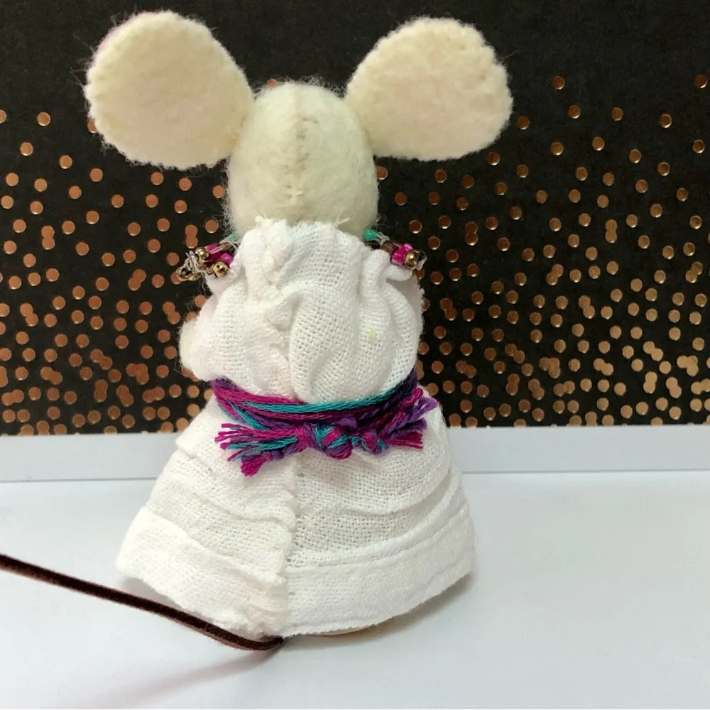 Egyptian Queen costume felt mouse art doll Halloween cake topper Summerween